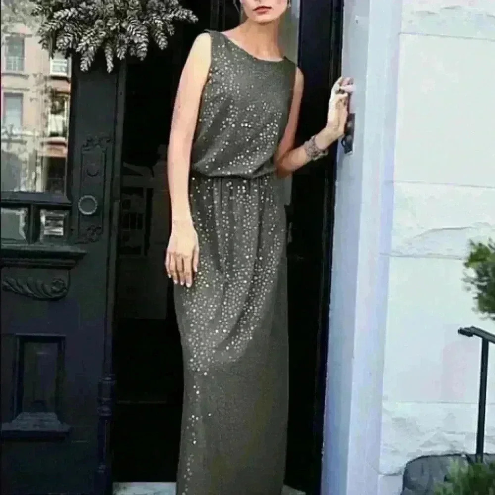 Garnet Hill black sequin maxi dress